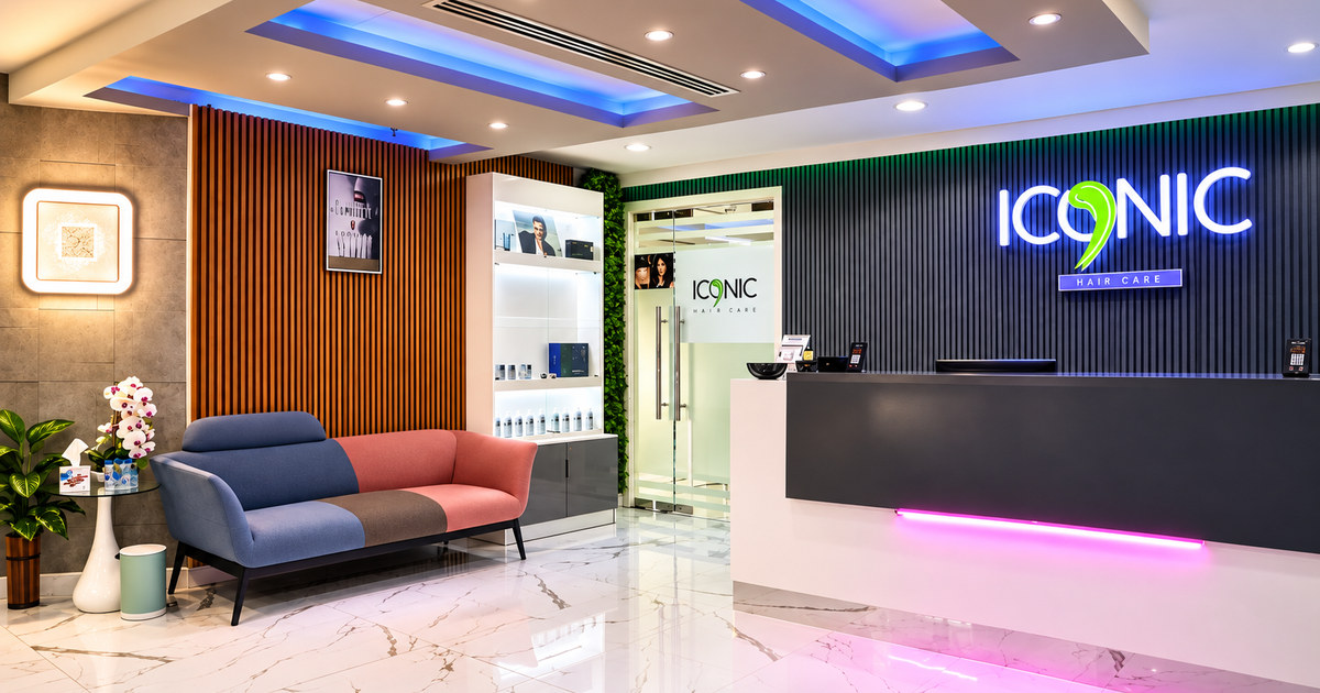 Reception area at ICONIC Hair Care